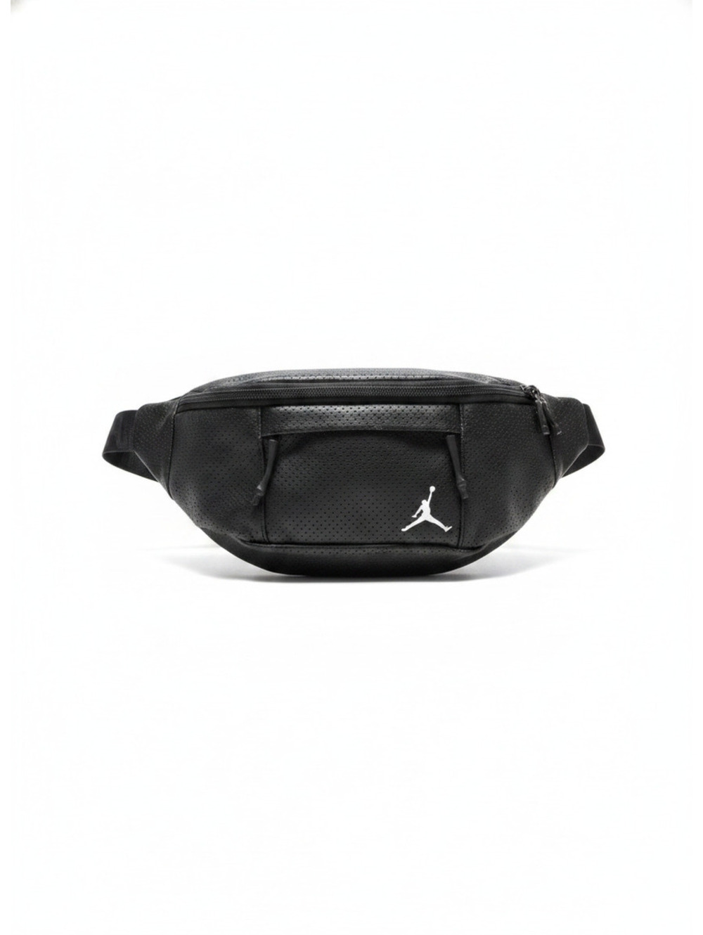 Nike Air Jordan Black Perforated Faux Leather Fanny Pack Waist Bag